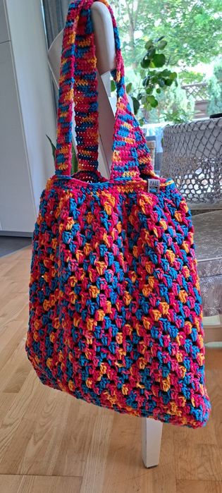 Letnia szydełkowa torba XL, multikolor. Handmade.