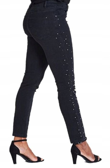 Nowe spodnie dżinsowe z perłami Denim Anthology Sadie Slim 12 Petite