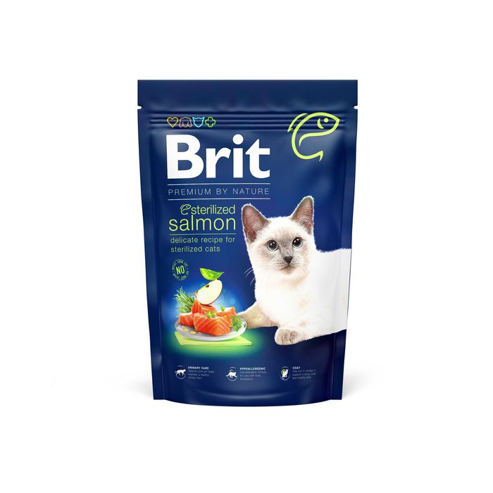 Brit Premium Nature Cat Sterilized salmon корм для кот лосось 1,5кг8кг