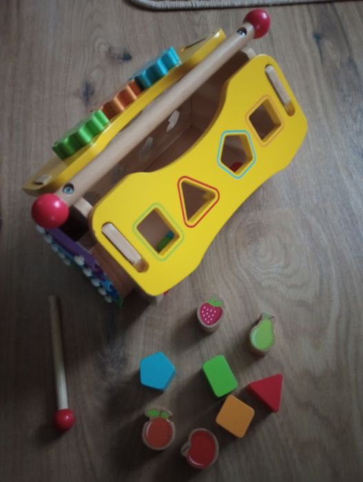 Domek drewniany sorter zegar cymbałki