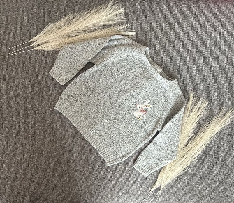 Bardzo ciepły sweter szary królik Zając bunny Wielkanoc