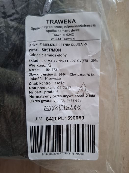 Bielizna letnia długa WP MON roz S.