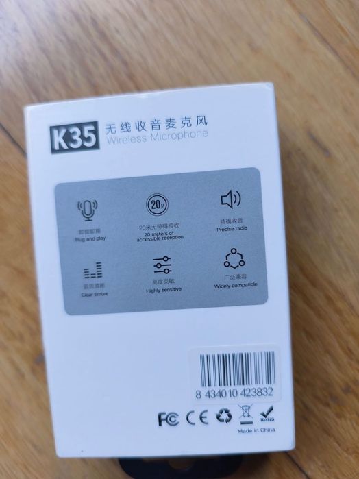 Microfone sem fios - novo - dentro da caixa