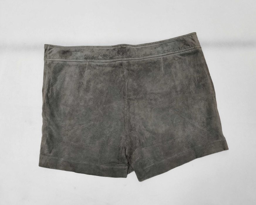 Spodenki skórzane zamszowe szare 40 L z wysokim stanem ELLOS SKD015