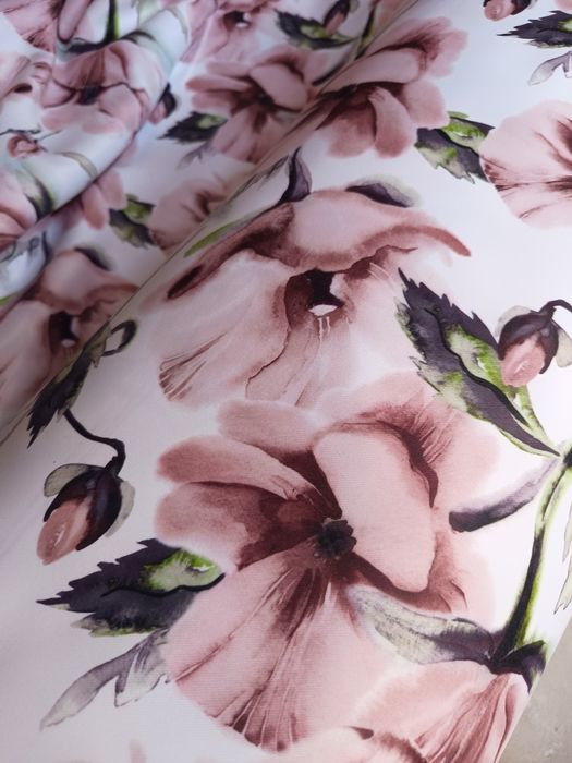 Zasłony z metra PASTELE Maki,grubsze,szer 280cm WYPRZ