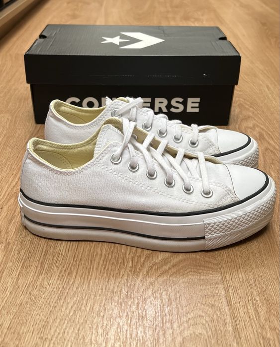 Converse białe platforma 36