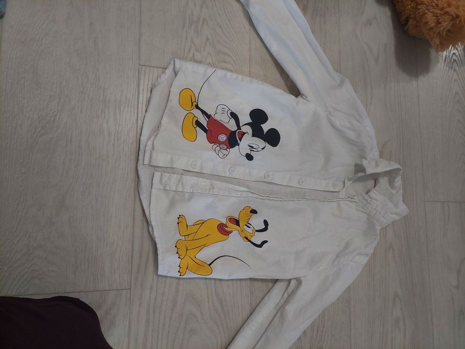 110/116 koszula biała chłopięca świąteczna disney mickey pluto