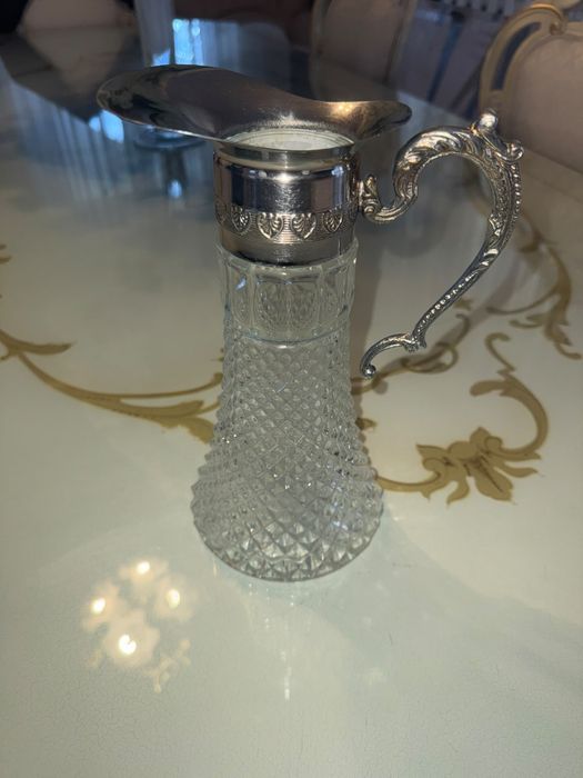 Stare kryształowy dzbanek Karafka sekator Plater vintage