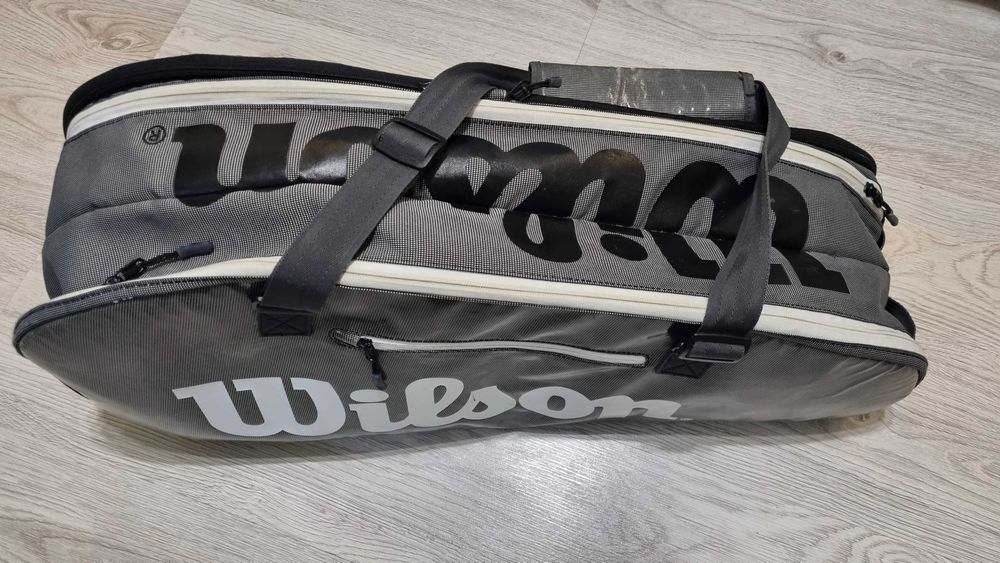 Super torba - Wilson Super Tour 9 Racket Bag - Czarno/szara