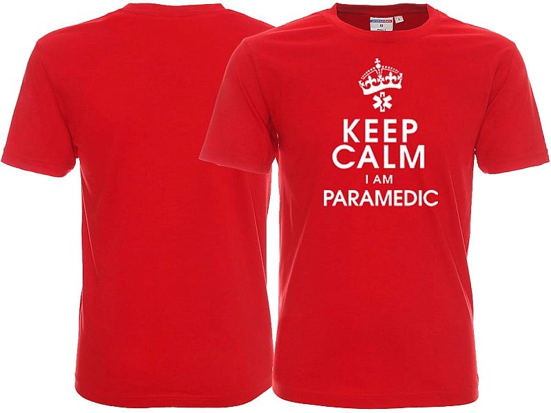 Koszulka męska KEEP CALM I AM PARAMEDIC czerwona (XL)