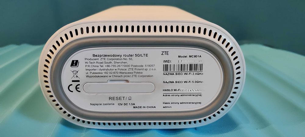 Router stacjonarny ZTE MC801A 5G LTE/5G WiFi 6 CPE ZTE