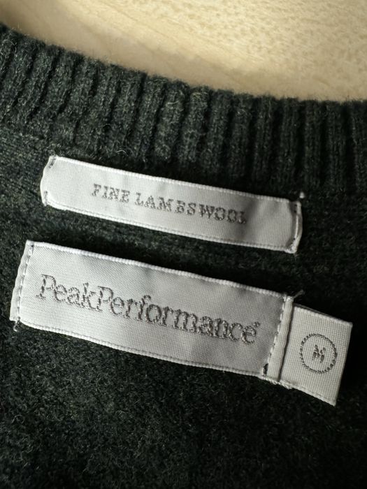 Peak Performance wełniany sweter sweterek butelkowa zieleń M