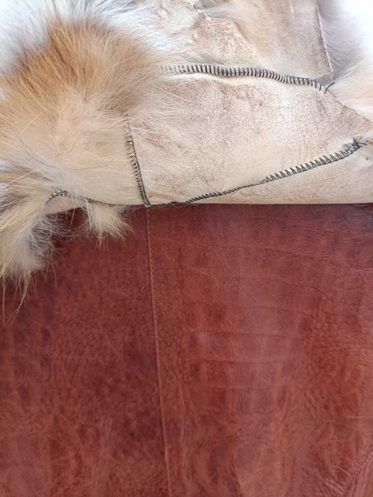 Вінтажна куртка з шкіри ягня з хутром лисиці Sardes leather & fur