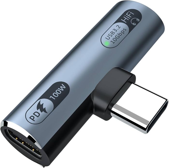 Leloco Adapter słuchawkowy USB-C – 2 w 1, 100 W, szybkie ładowanie