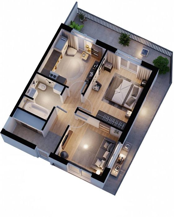 2-кімнатна квартира з двориком Білогородка 1 поверх $32987