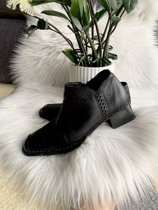 Rieker 38 czarne botki skóra naturalna