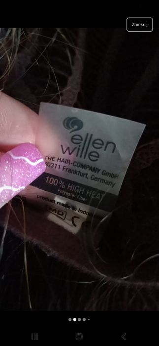 Peruka z grzywką brązowa brąz rokoko syntetyczna syntetyk