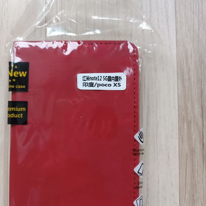 Etui na telefon z klapką, pokrowiec, Xiaomi Poco X5, czerwony mat nowe