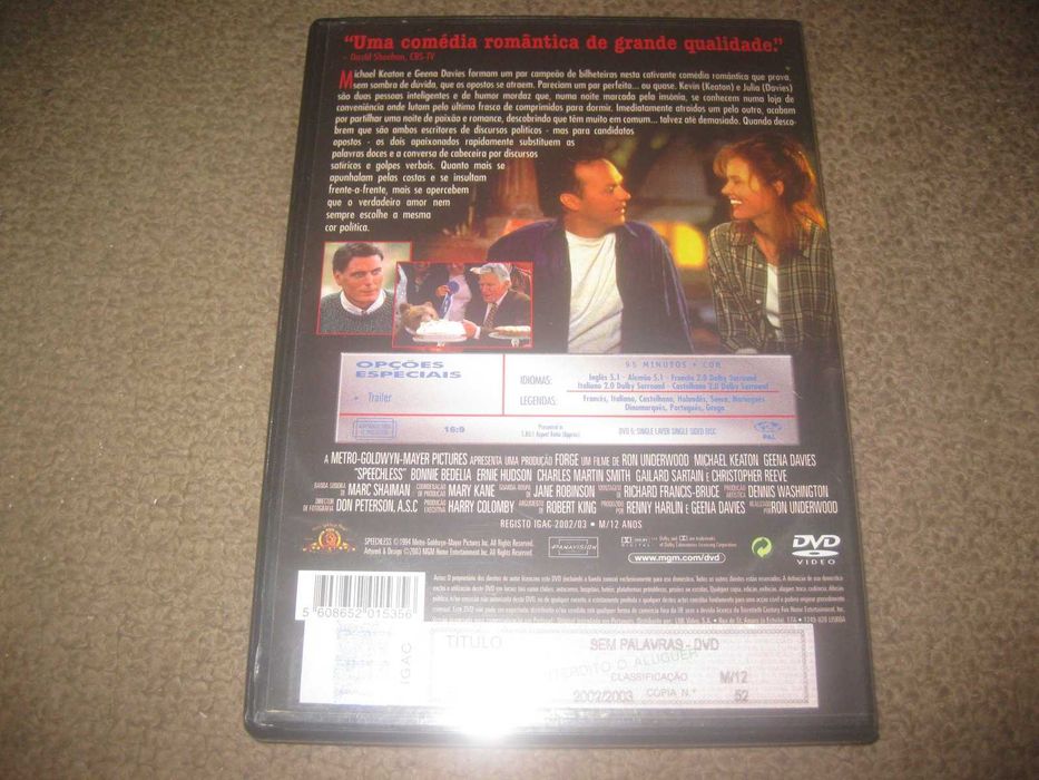 DVD "Sem Palavras" com Geena Davis/Raro!