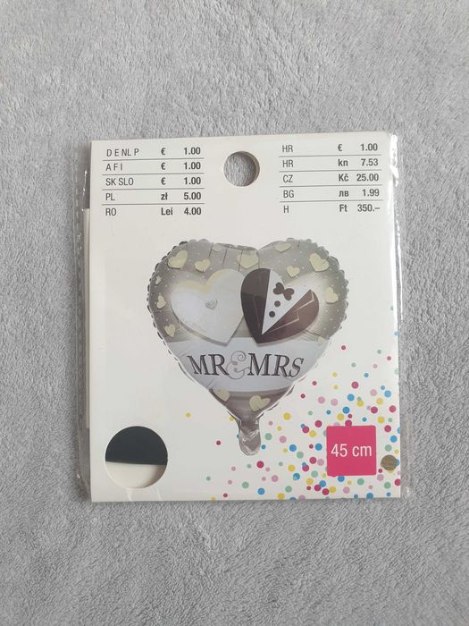 Balon serce MR&MRS 45 cm hel