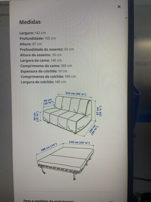 Sofa Cama 2 lugares Ikea