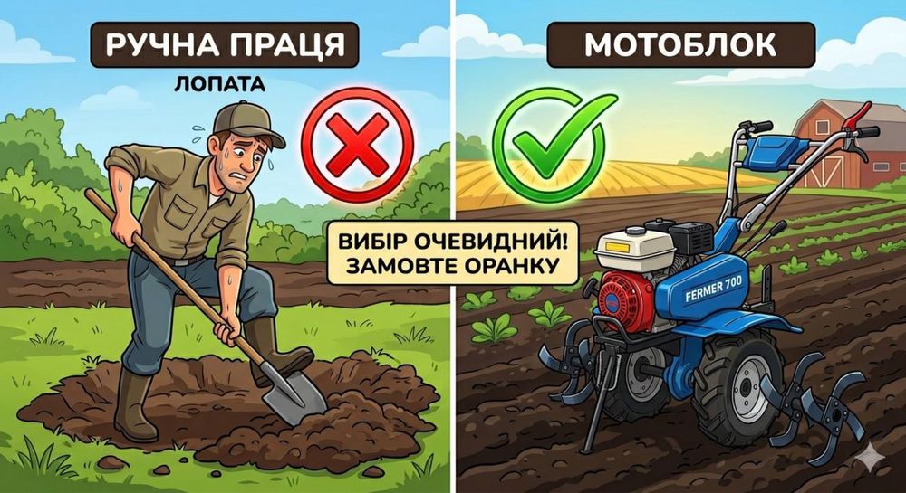 Оранка мотоблоком