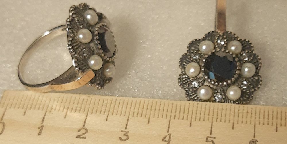 Серебряный набор с гематитом