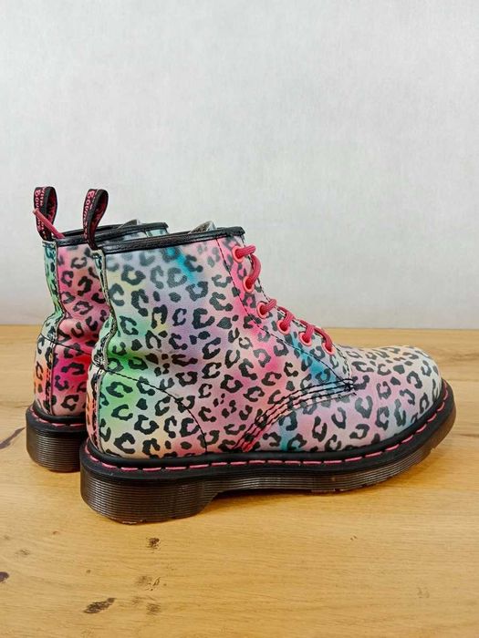 Dr Martens Rainbow Leopard 101, skóra naturalna, glany damskie, rozmiar 37