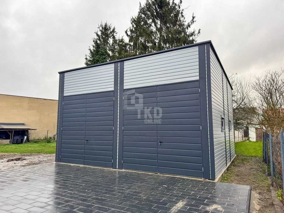 Hala Blaszana Magazyn 7X8M 2X Brama 4X Okno Drzwi Rynny Dach Tkd329