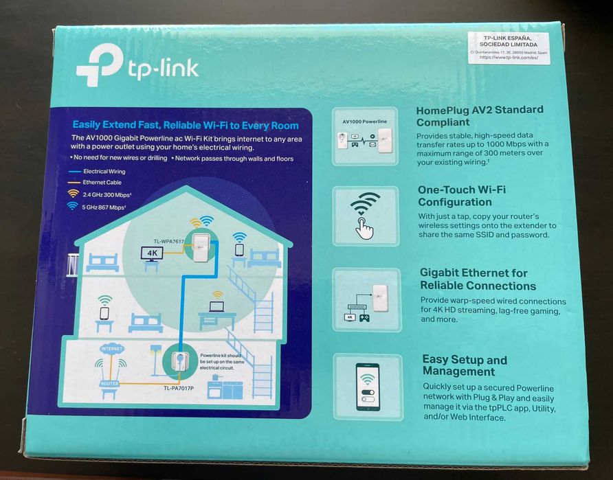 TP Link Powerline Wi-Fi Extender AV1000 AC1200