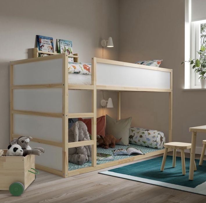 Dwustronne łóżko drewniane kura ikea 90x200 pietrowe domek