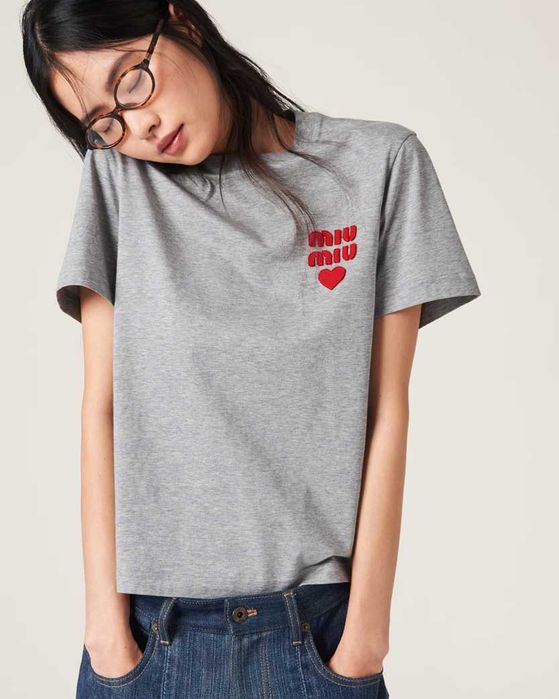 Футболка Miu Miu Cotton Jersey T-shirt Grey