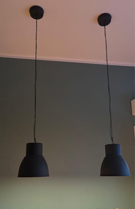 Lampy lampa ikea hektar 38cm szara loft dlugi kabel wysoki sufit