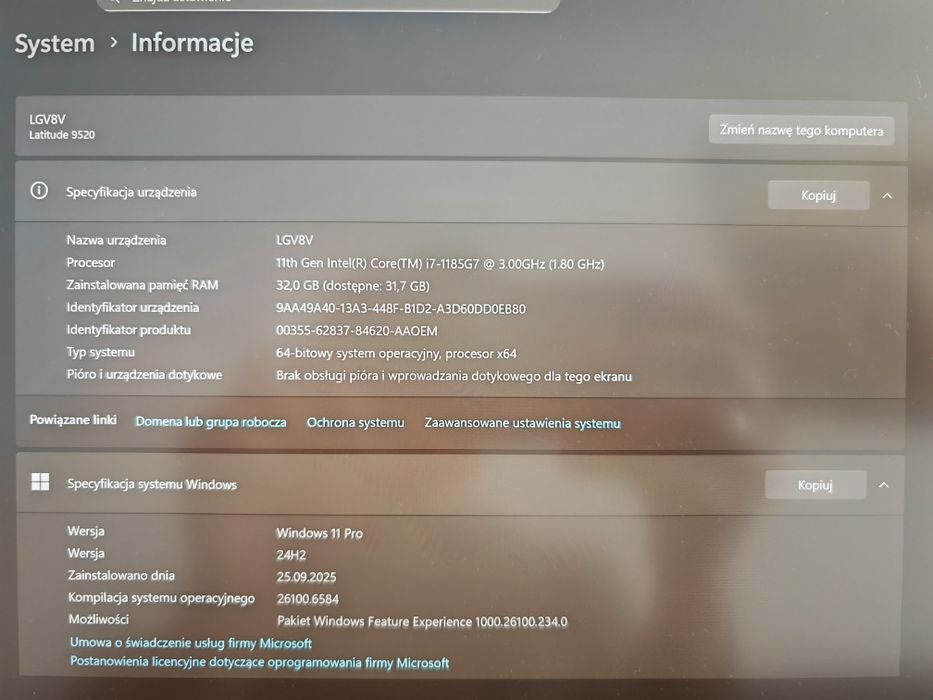 Dell Latitude 9520 Gwarancja