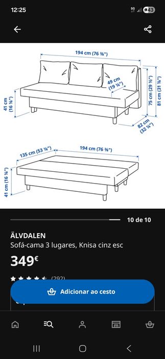 Sofa cama ikea cor bege