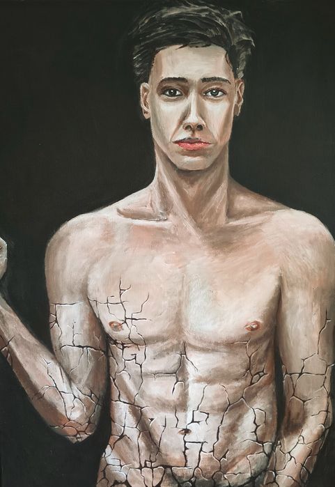 Obraz akrylowy Kruchość Grzegorz Torowski portret akt męski certyfikat