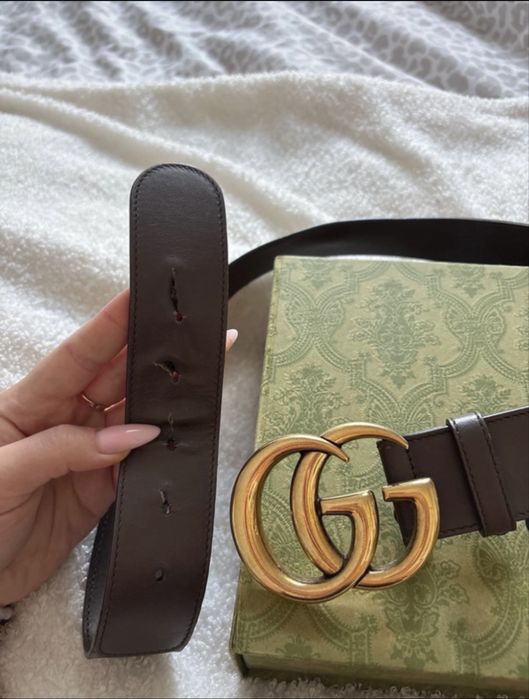 Pasek Gucci brązowy