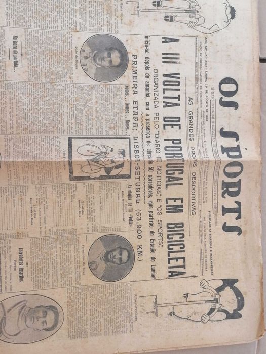 Histórico III Volta a Portugal em Bicicleta 1932 Jornal OS SPORTS  Nicolau (Benfica) e Trindade (Sporting)  Completo