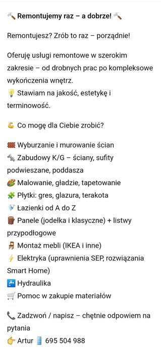 Wykończenie wnętrz - Układanie płytek, malowanie, gładzie