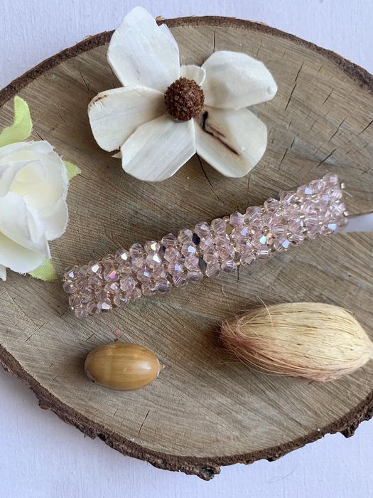 Spinka do włosów z kryształkami minimalistyczna, Light Pink/Różowa