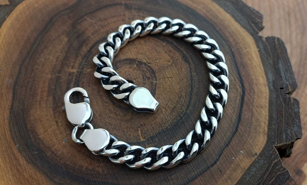 Срібний панцирний (Панцир) браслет. Панцирне плетіння. Браслет панцирь