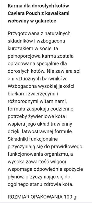 100szt Saszetki dla Kota