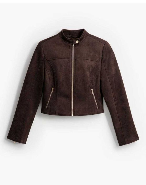 Женская темно-коричневая  замшевая  куртка  жакет блейзер Mohito