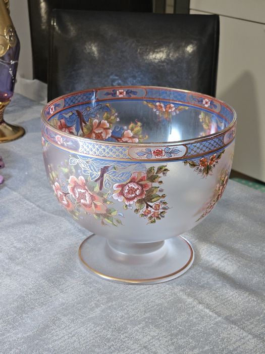 Fruteira de cristal pintada à mão