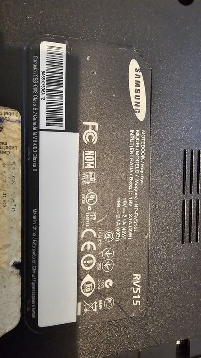 Laptop Samsung RV515 AMD E-450 Brak RAM Brak Dysku