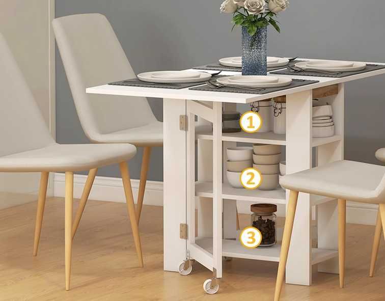 Mesa extensível dobrável com rodas cozinha sala de jantar 120x60x75 cm