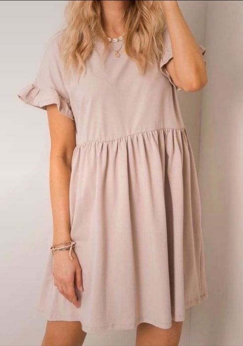 Letnia krótka Rue Paris sukienka bawełna bawełniana luźna S 36 M 38