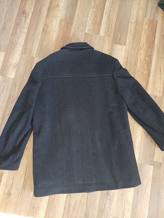 Płaszcz czarny męski wełna kaszmir XL wiliński jodełka