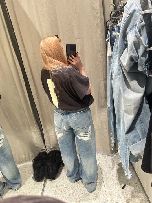 Джинси Зара з дірками на попі ZARA оверсайз
