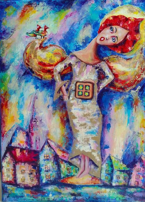 piękny obraz olejny, Anioł